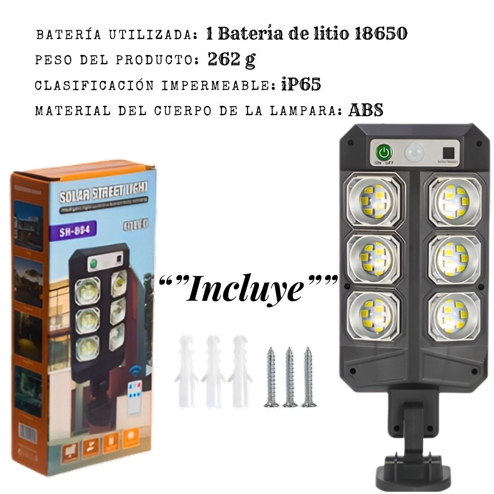 Foto 5 | Lámpara Farola Led Solar Con Control Remoto Para Iluminar Exteriores Y Sensor De Movimiento