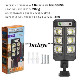 Foto 5 | Lámpara Farola Led Solar Con Control Remoto Para Iluminar Exteriores Y Sensor De Movimiento