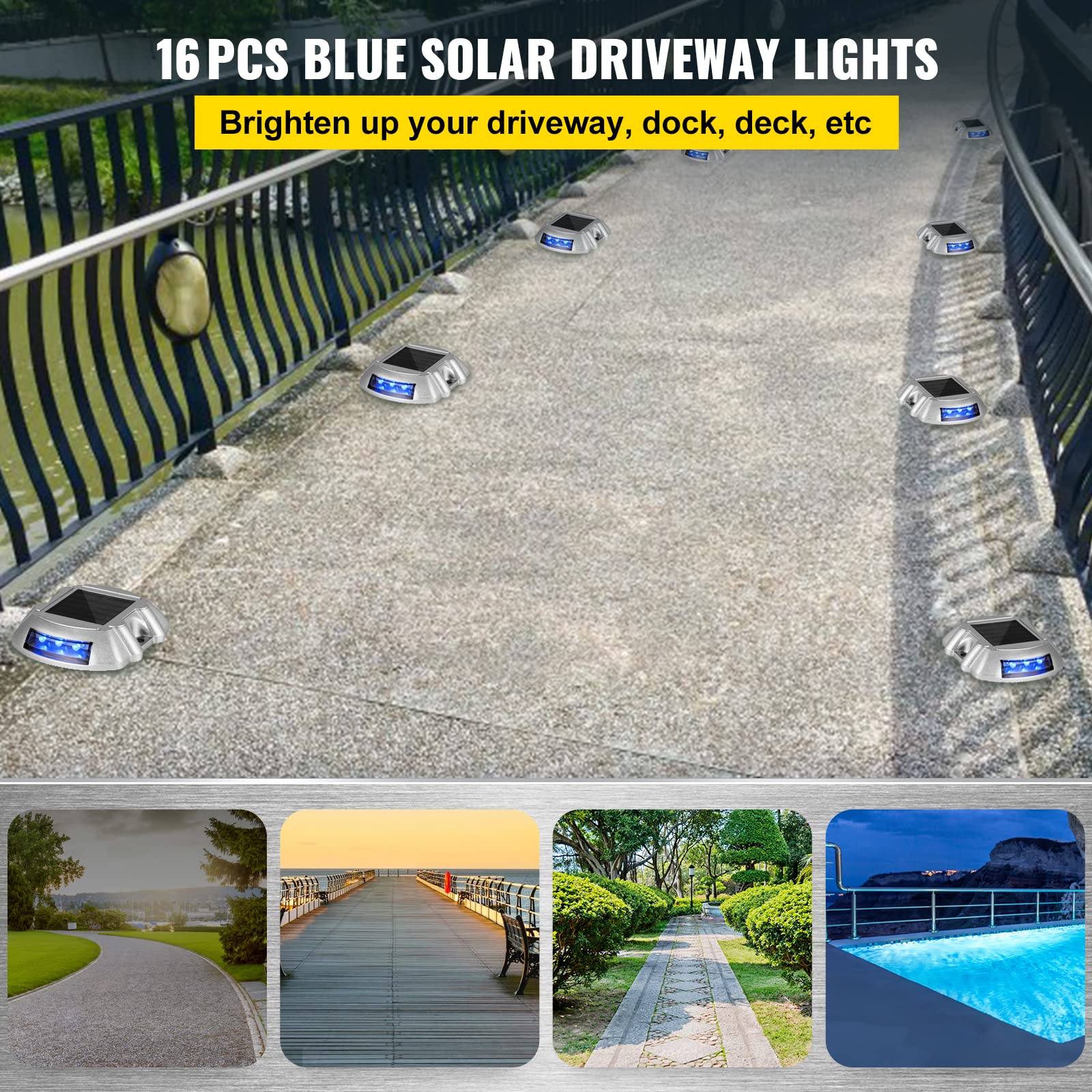 Foto 2 | Luces Solares Para Entrada Vevor, Paquete De 16 Unidades, Impermeables, Para Terraza, Color Azul - Venta Internacional.