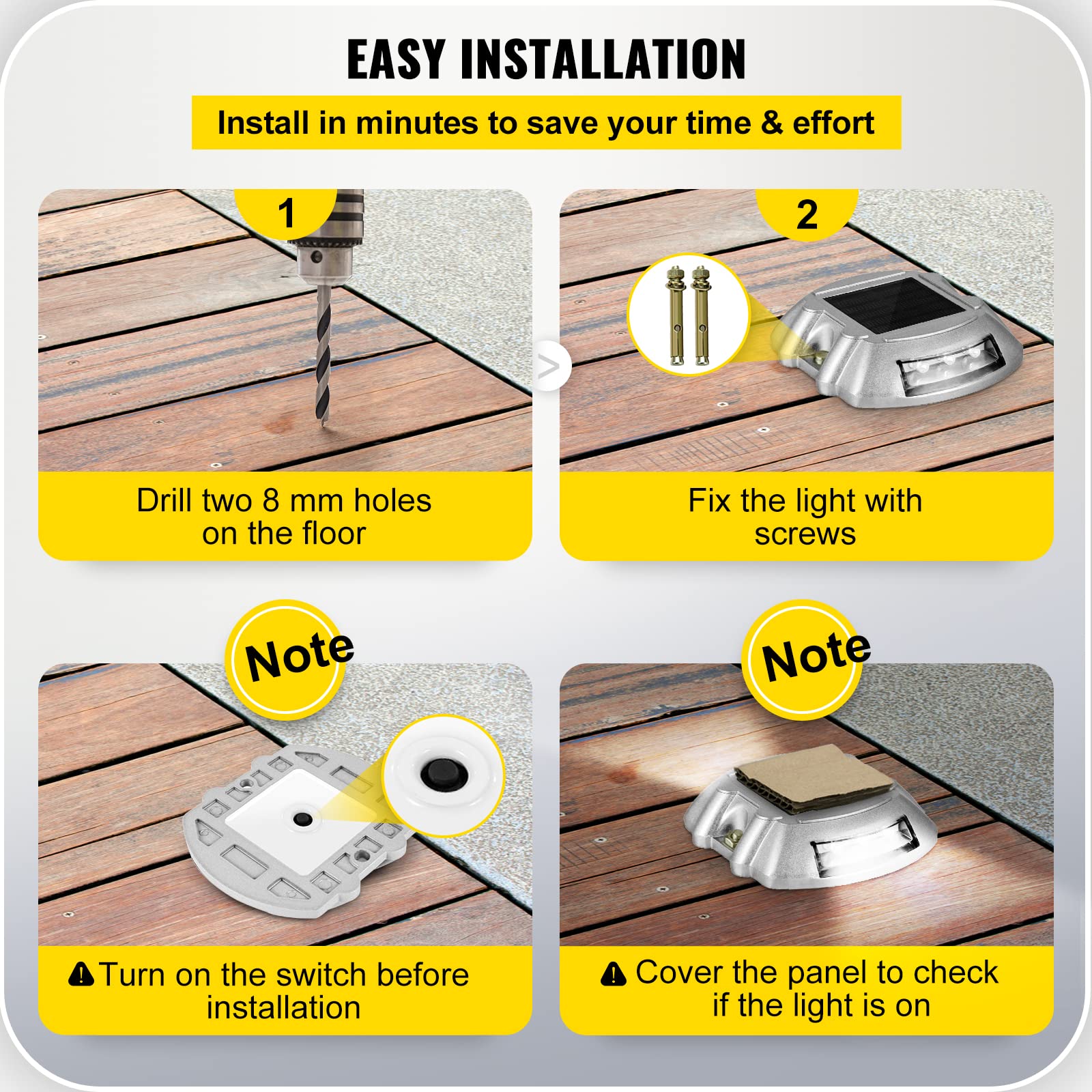 Foto 6 | Luces Solares Para Entrada Vevor, Paquete De 16, Blancas, Impermeables - Venta Internacional.