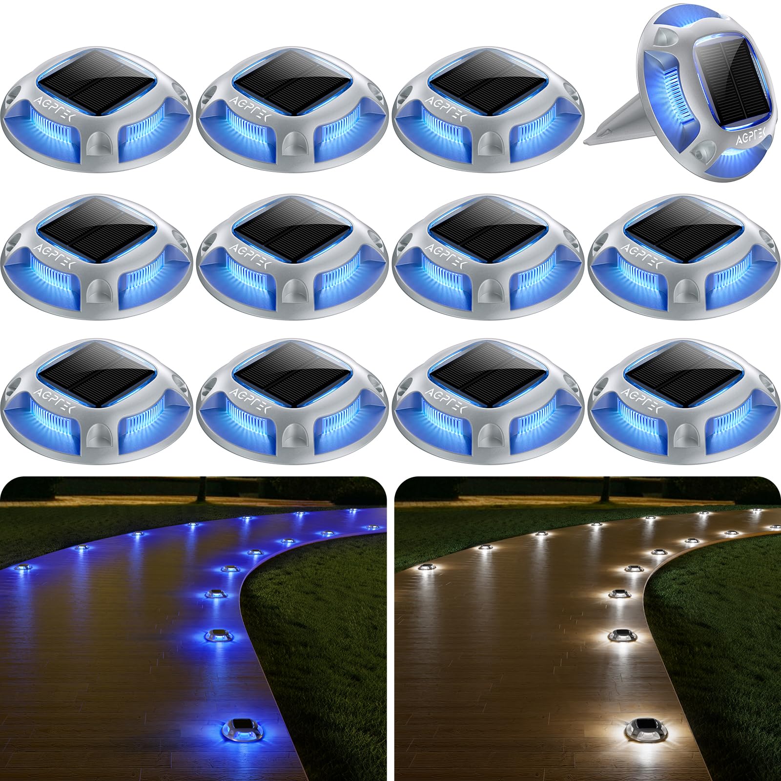 Foto 2 pulgar | Luces Solares Para Entrada Agptek, Paquete De 12, Led Impermeables, 2 Colores - Venta Internacional.