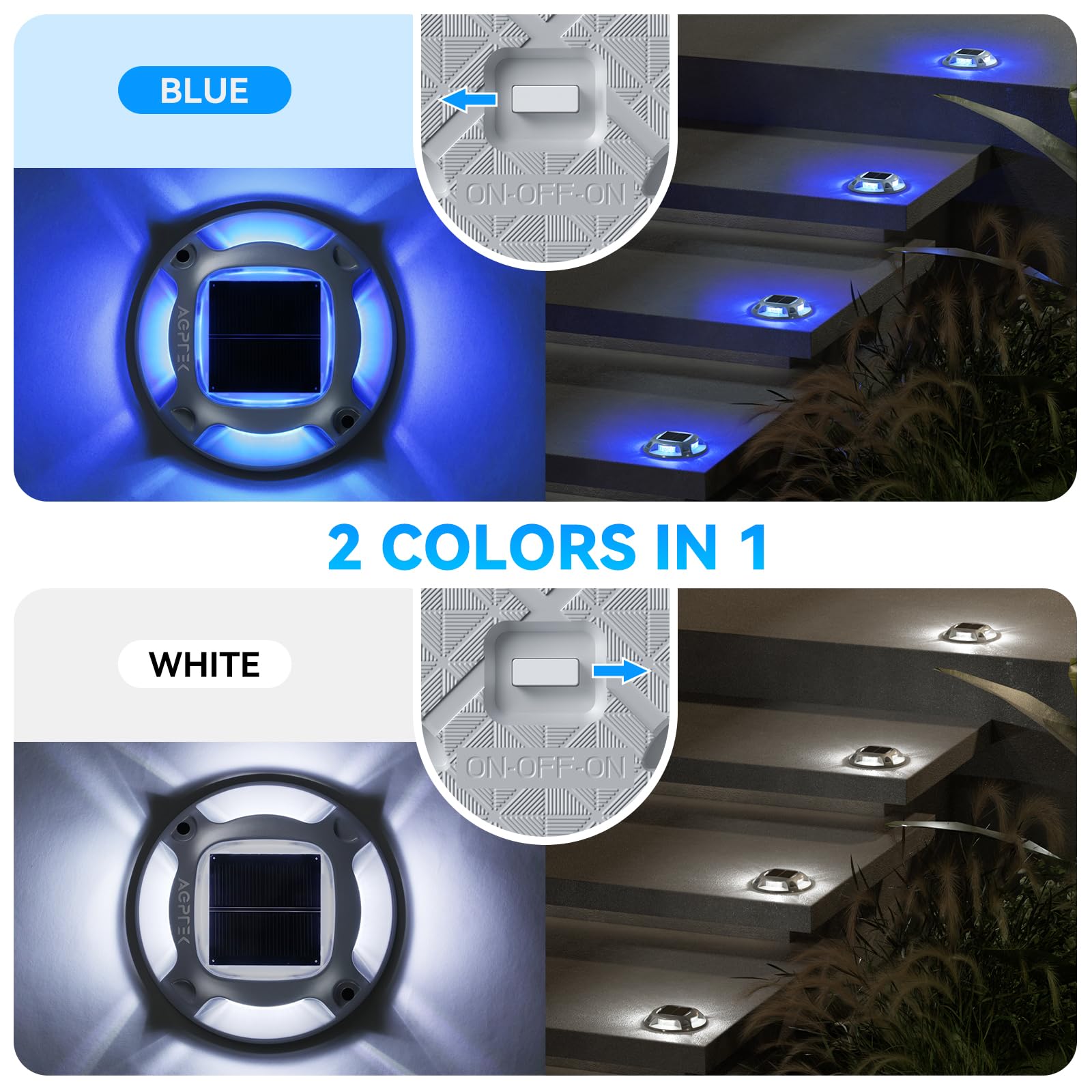 Foto 4 pulgar | Luces Solares Para Entrada Agptek, Paquete De 12, Led Impermeables, 2 Colores - Venta Internacional.