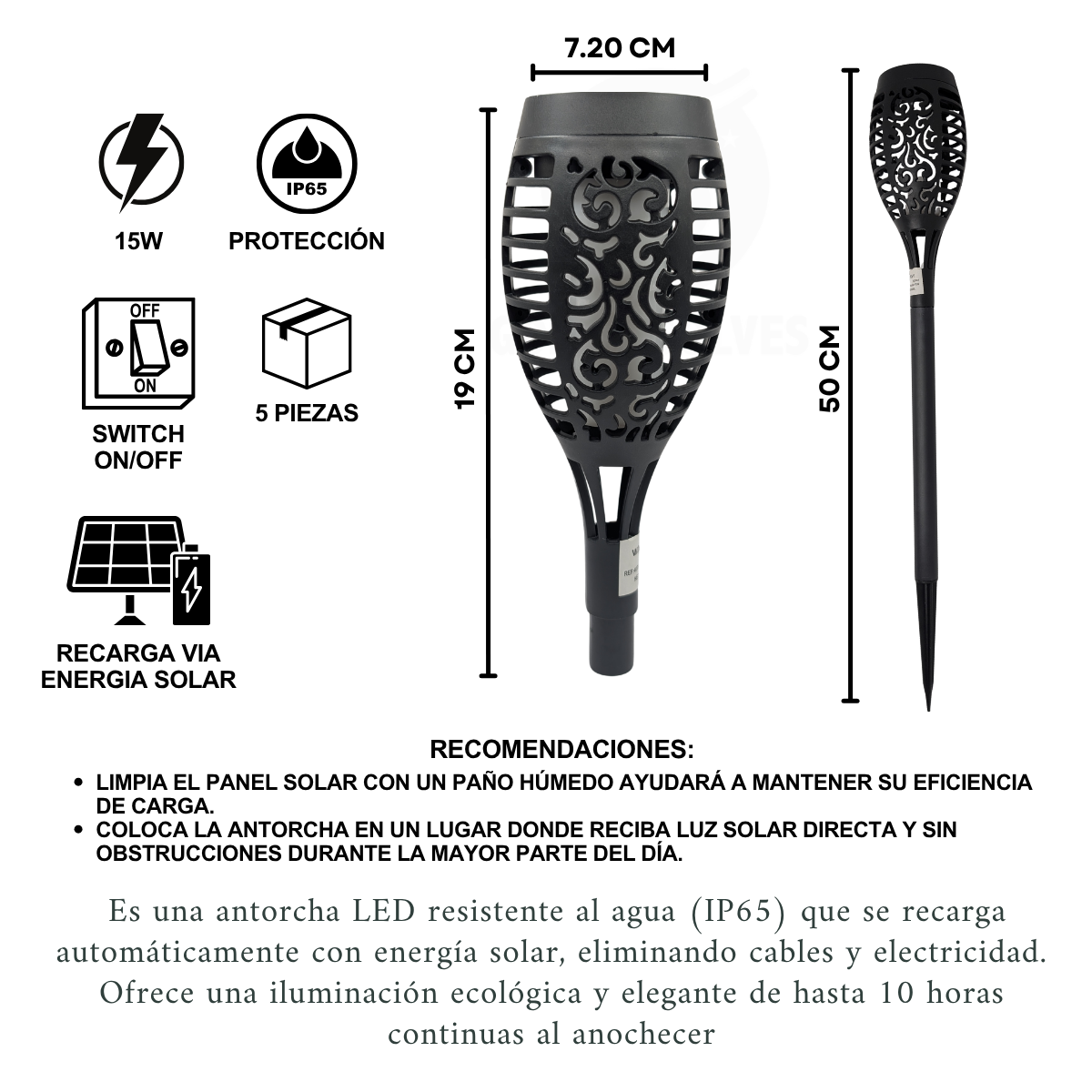 Foto 3 pulgar | 4 Lámparas Exterior Solar Estaca Recargable Jardín Antorcha