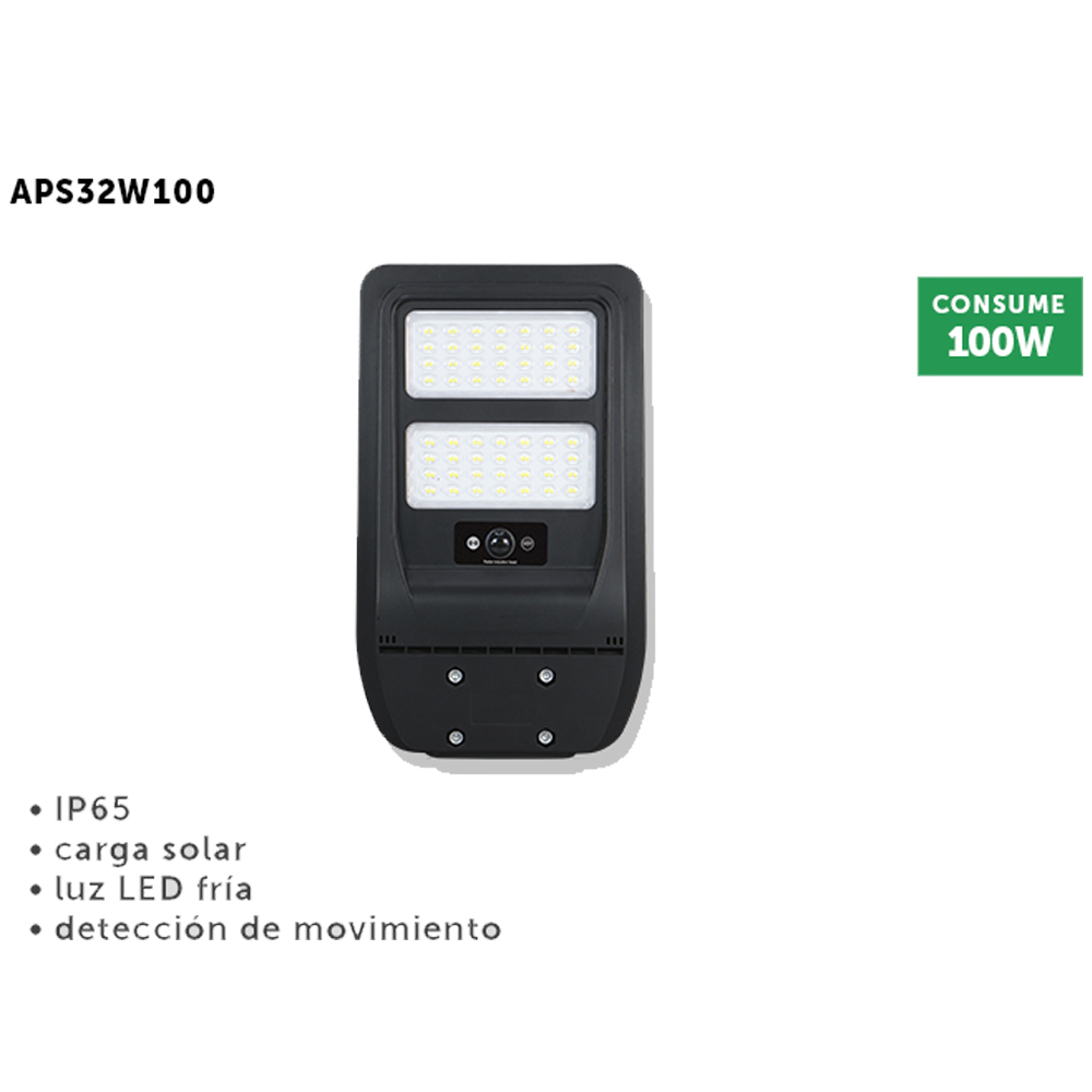 Foto 3 pulgar | Lámpara Led Suburbana 100 Watts Ip65 Detección De Movimiento  Carga Solar