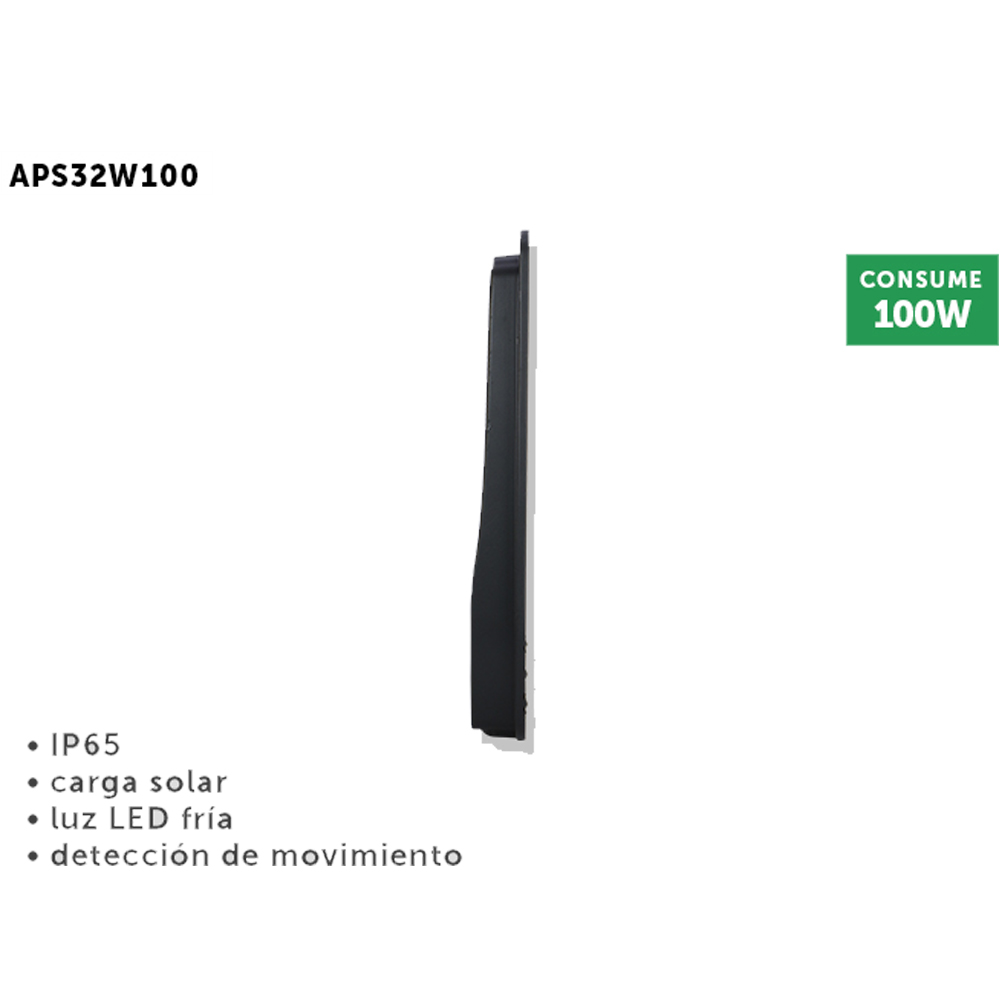 Foto 4 pulgar | Lámpara Led Suburbana 100 Watts Ip65 Detección De Movimiento  Carga Solar