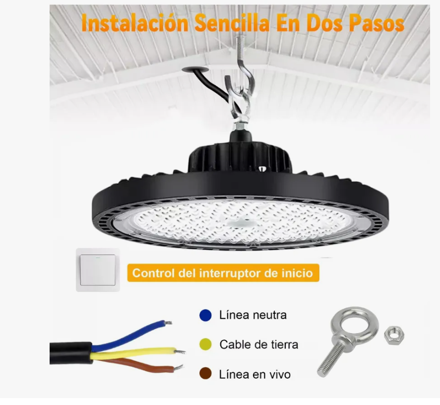 Foto 4 pulgar | 100w Lampara Colgante Tipo Ufo Led Industrial Almacén Taller