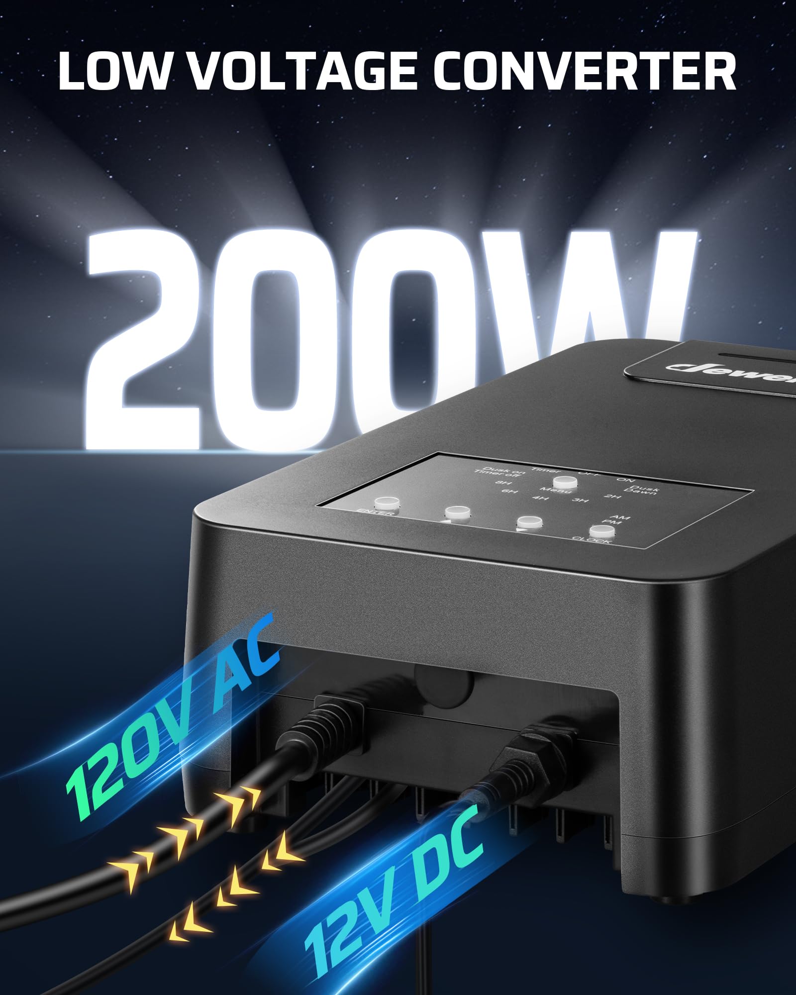 Foto 4 | Transformador De Paisaje De Bajo Voltaje Dewenwils 200w Dlt200-12-p - Venta Internacional.