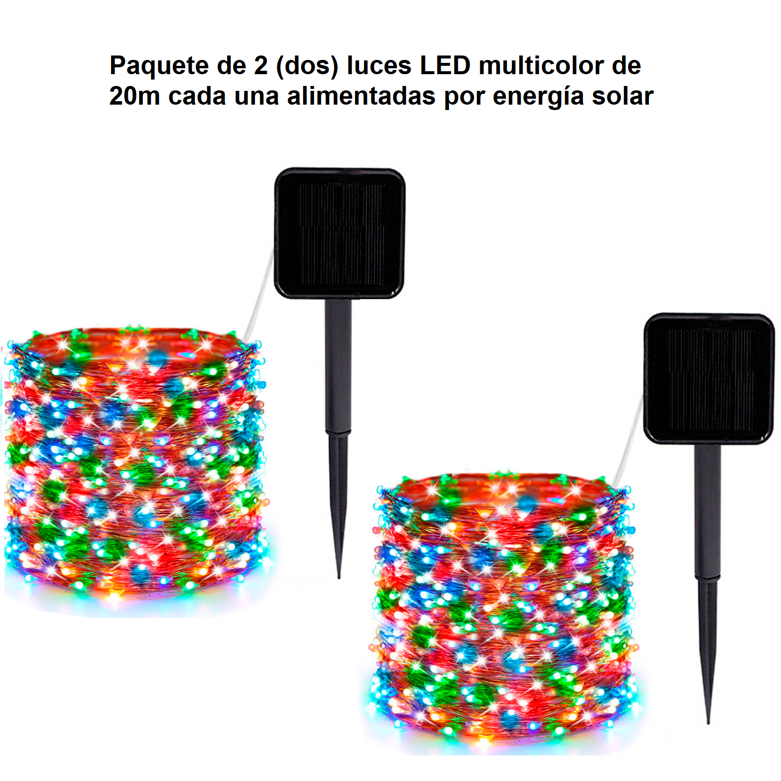 Foto 3 pulgar | Paquete 2 (dos) Tiras Luz Led 20m C/u Solares P/ Ext.-int. Multicolor