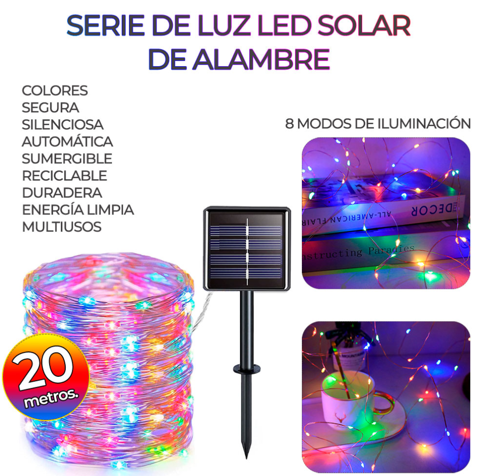 Foto 5 pulgar | Paquete 2 (dos) Tiras Luz Led 20m C/u Solares P/ Ext.-int. Multicolor