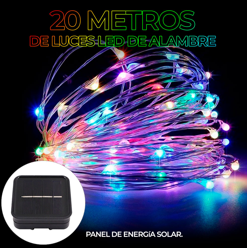 Foto 6 pulgar | Paquete 2 (dos) Tiras Luz Led 20m C/u Solares P/ Ext.-int. Multicolor