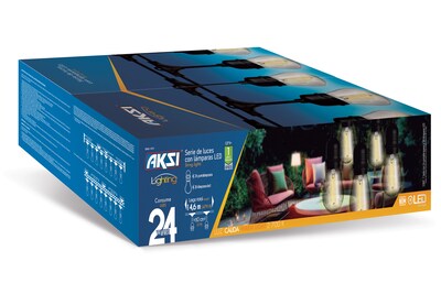 Foto 3 | Guirlanda Led Aksi Exteriores Con 24 Focos 1w 14.6 M Luz Calida
