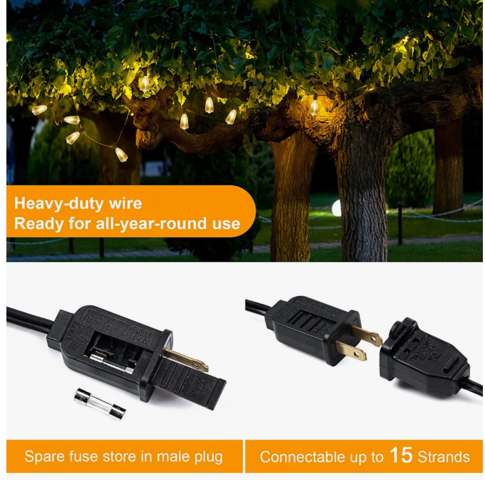Foto 4 pulgar | Guirnalda De Luces Led Exterior 15m 15+1 Focos Led St38 Inastillables Alto Brillo Impermeable Ip45 Serie Luz Vin