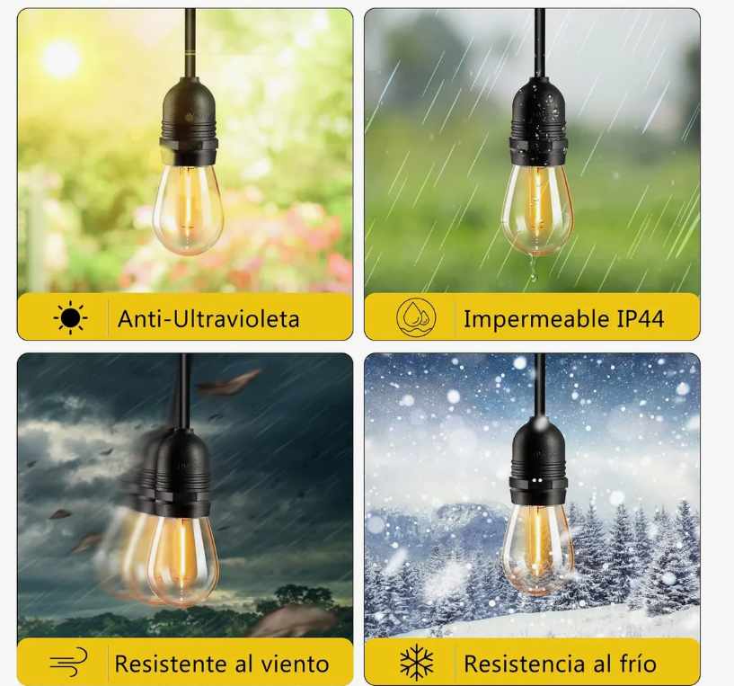 Foto 3 pulgar | 10m Guirnalda De Luces 10+1 Focos Exterior Led Impermeable
