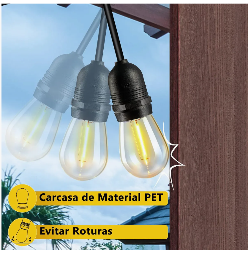 Foto 4 | 10m Guirnalda De Luces 10+1 Focos Exterior Led Impermeable