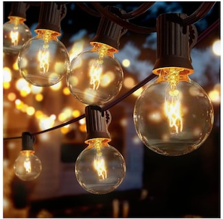 Foto 2 | Guirnalda De Luces Exterior, 15metros 25+2 Focos Vidrio G40 Ip44 Blanco Cálido, Serie Luz Vintage Decorativas