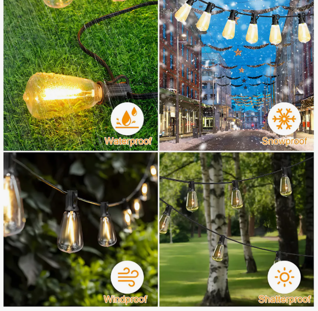 Foto 5 | Guirnalda De Luces Led Interior Y Exterior 10 St38 10m 10 Focos Vintage Led Iluminación Luz Cálida De Jardin Pati