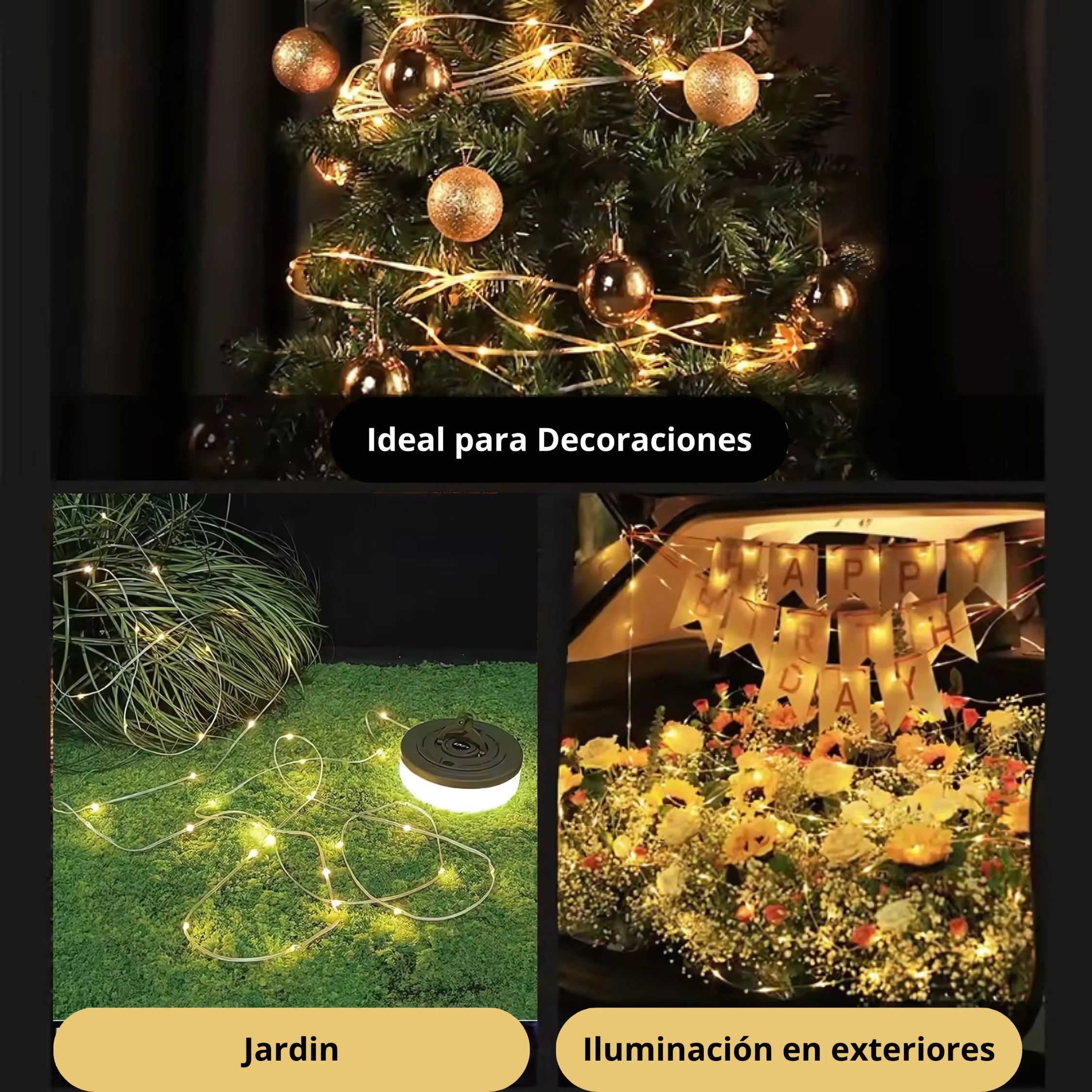 Foto 4 | Serie Luces Led Cascada 10m 100 Focos Cálidos Navidad Exterior Interior Decoración Vintage Bajo Consumo Energético
