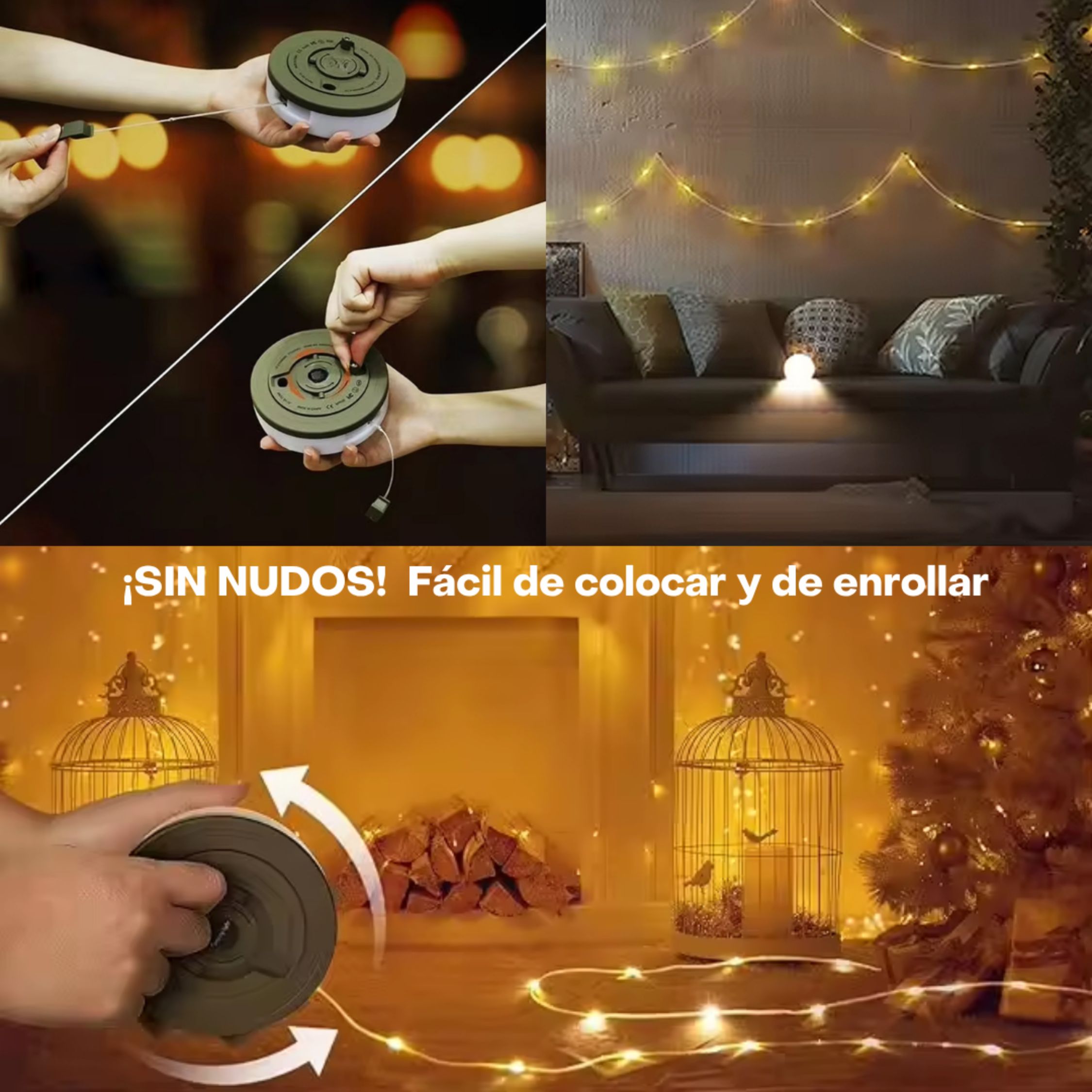 Foto 6 | Serie Luces Led Cascada 10m 100 Focos Cálidos Navidad Exterior Interior Decoración Vintage Bajo Consumo Energético