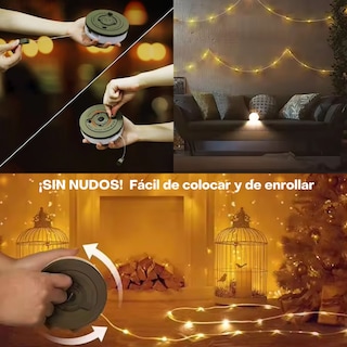 Foto 6 | Serie Luces Led Cascada 10m 100 Focos Cálidos Navidad Exterior Interior Decoración Vintage Bajo Consumo Energético
