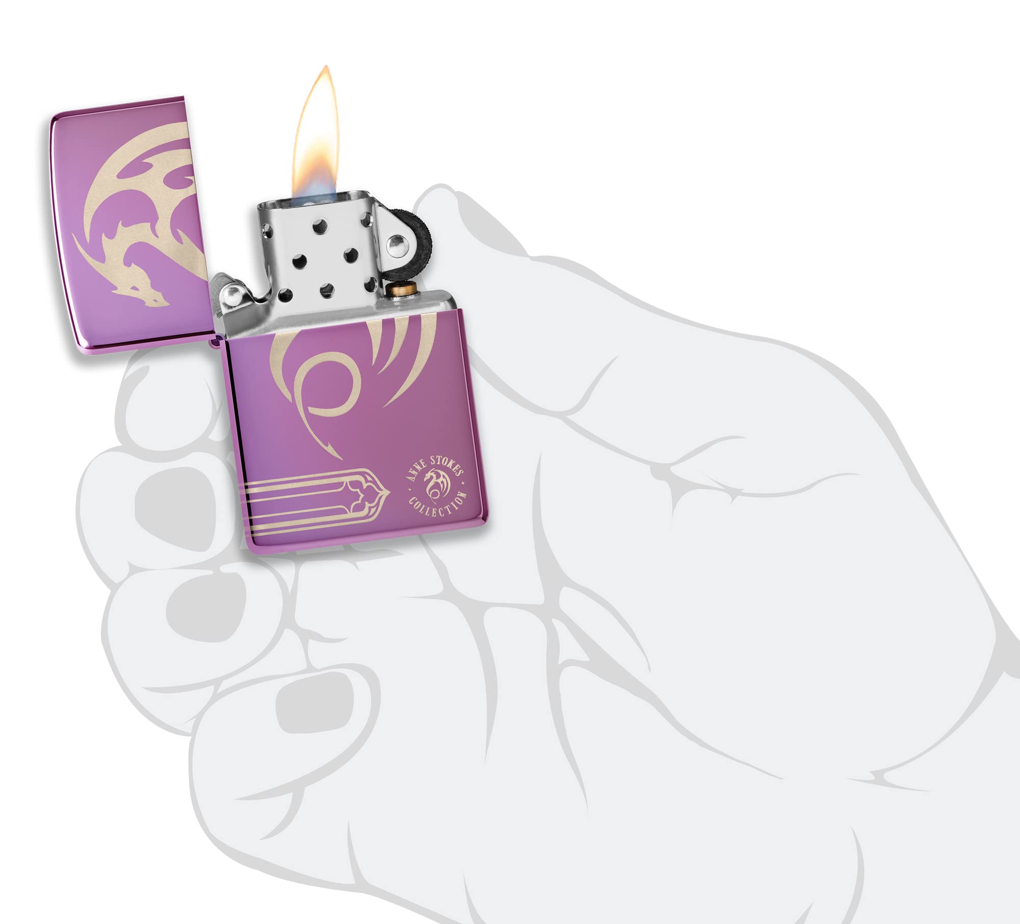 Foto 8 pulgar | Mechero De Bolsillo Zippo Anne Stokes Laser 360 High Polish Purple - Venta Internacional.