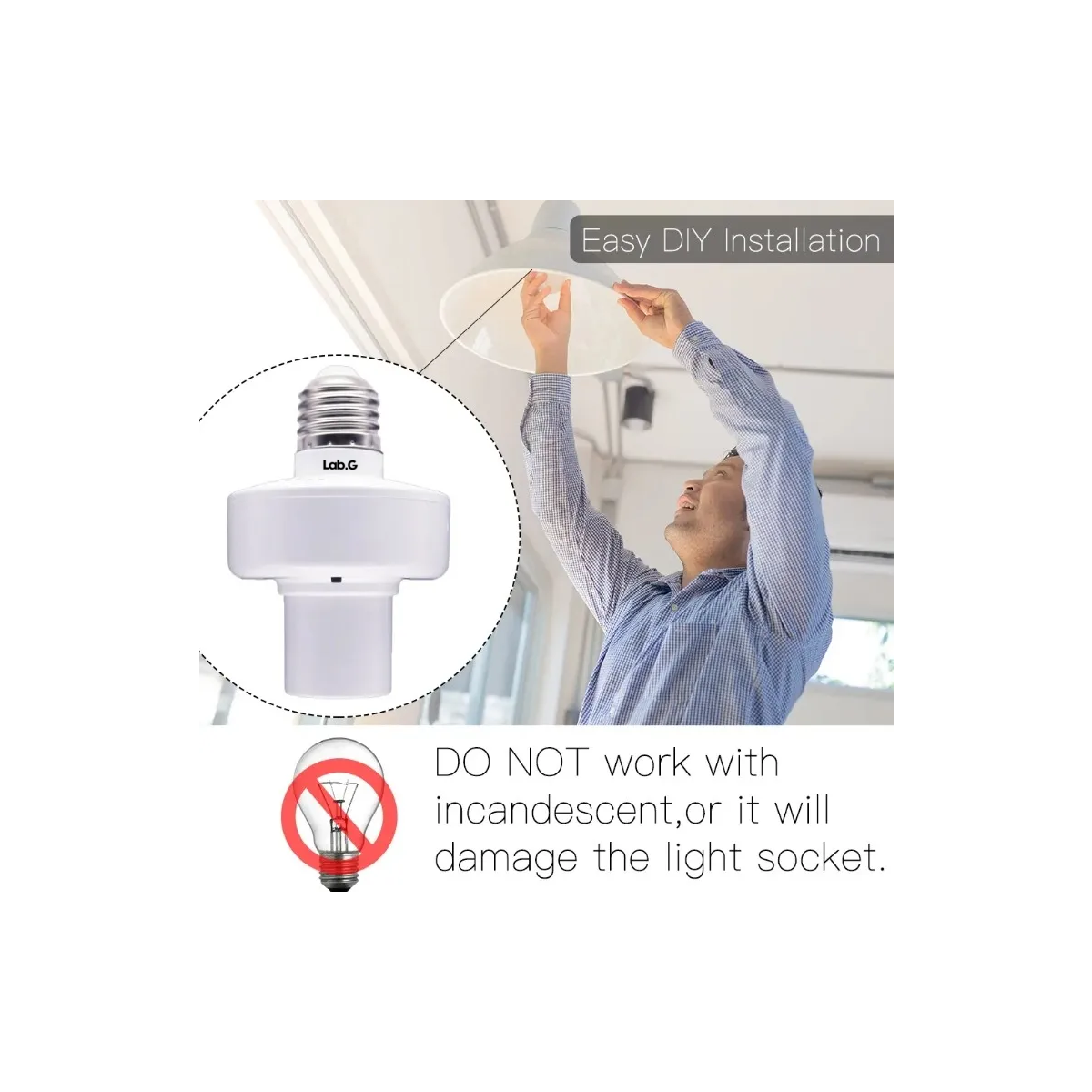 Foto 3 pulgar | Adaptador de Foco Inteligente Wifi E27/e26 Led Lab.g 2 Piezas
