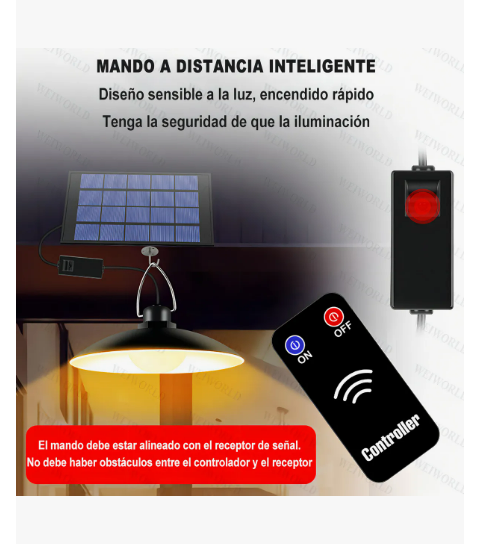 Foto 4 pulgar | Lámpara Solar Recargable Con 3 Cabezales Ajustables Y 1 Mando A Distancia w103t Luz Blanco Fría 6000k