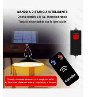 Foto 3 | Lámpara Solar Recargable Con 3 Cabezales Ajustables Y 1 Mando A Distancia w103t Luz Blanco Fría 6000k