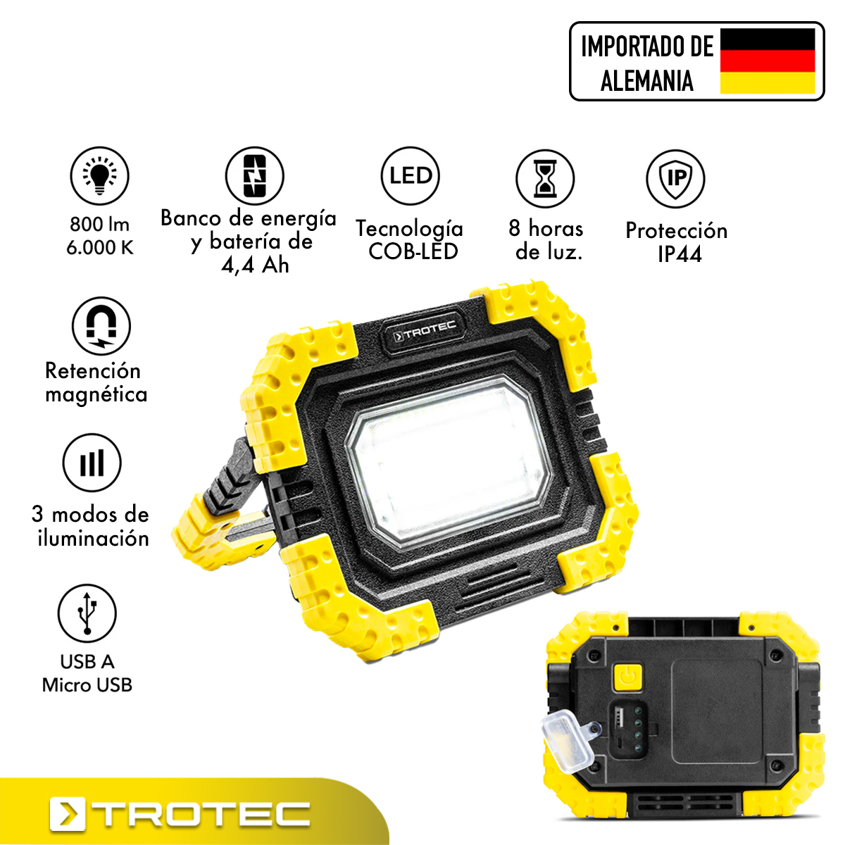 Foto 3 | Lámpara de Trabajo Led Inalámbrica con Batería Externa por Usb con Soporte Magnético para Uso En Interiores y Exteri