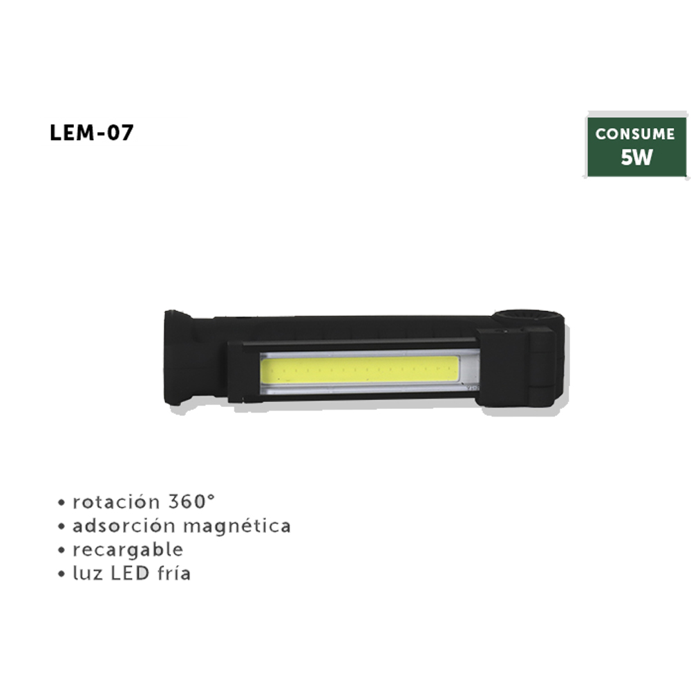 Foto 2 | Lámpara de Emergencia Tianlai Negra Absorción Magnética Luz Led Fría