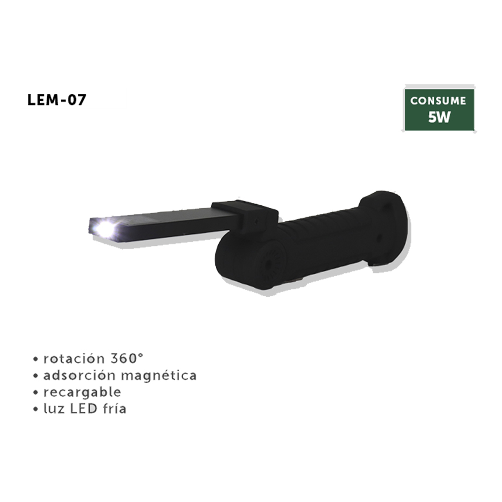 Foto 4 pulgar | Lámpara de Emergencia Tianlai Negra Absorción Magnética Luz Led Fría