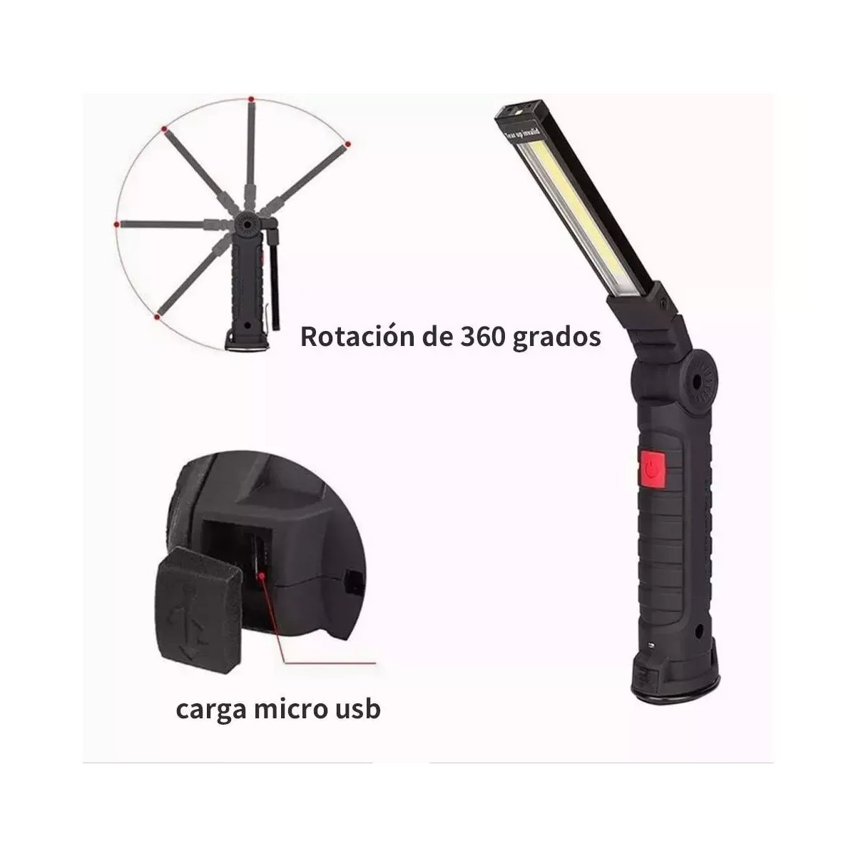 Foto 4 pulgar | Par 2 Luces De Trabajo Led Recargables Y Plegables Eo Safe Imports Esi-13661 Negro