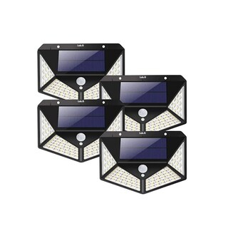 Foto 1 | 100 Leds Lámparas Solar Sensor Exteriores De Pared 4 Pzs Lab.g Negro