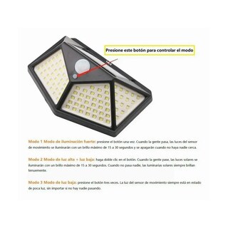 Foto 2 | 100 Leds Lámparas Solar Sensor Exteriores De Pared 4 Pzs Lab.g Negro
