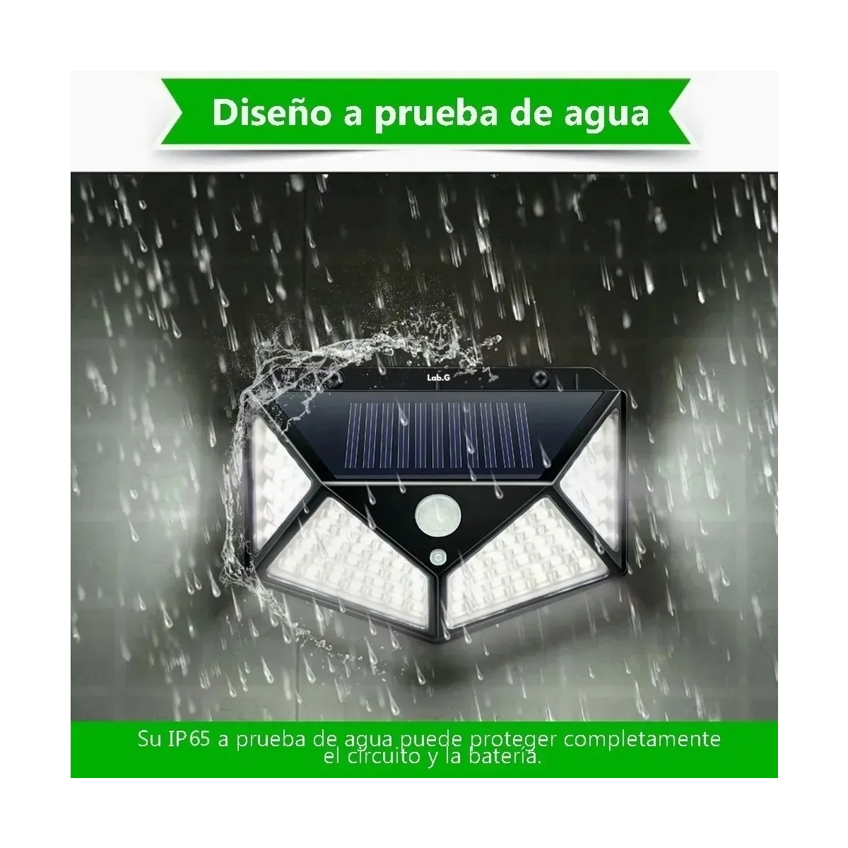 Foto 5 | 100 Leds Lámparas Solar Sensor Exteriores De Pared 4 Pzs Lab.g Negro