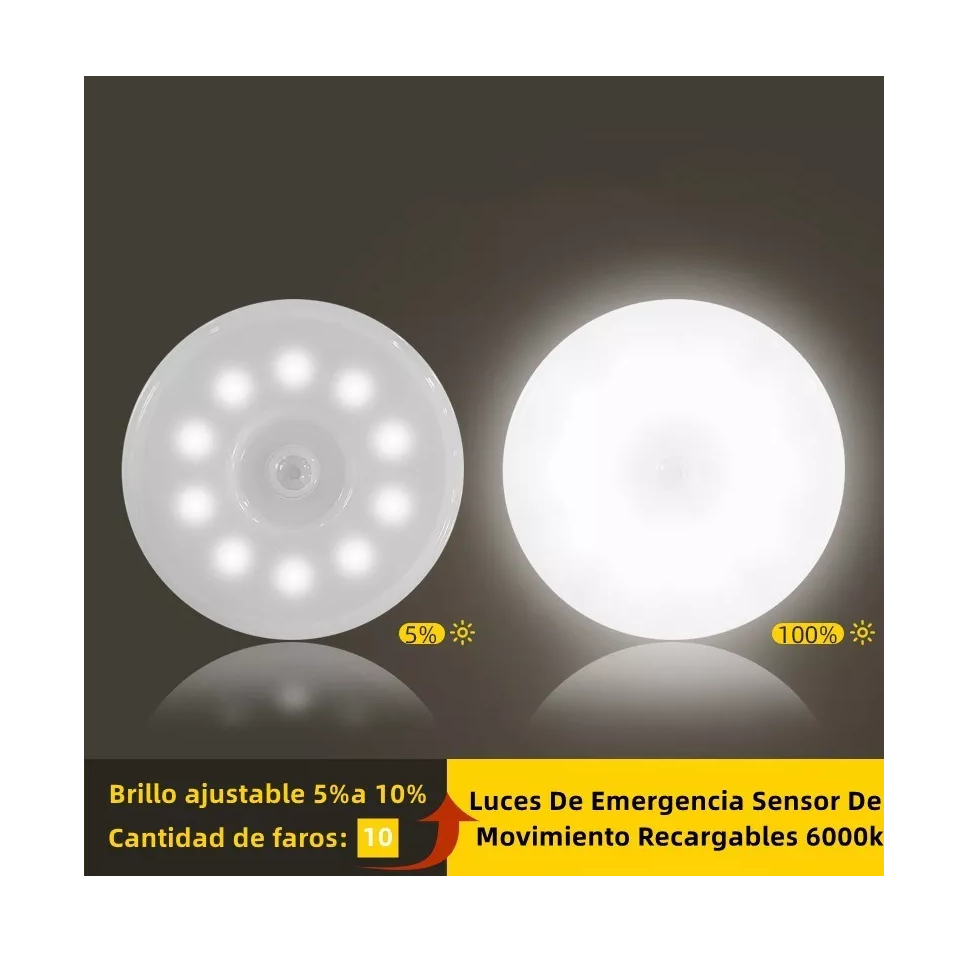 Foto 2 | Luces de Emergencia BELUG color Blanco Sensor Movimiento 4 PZAS 6000 K