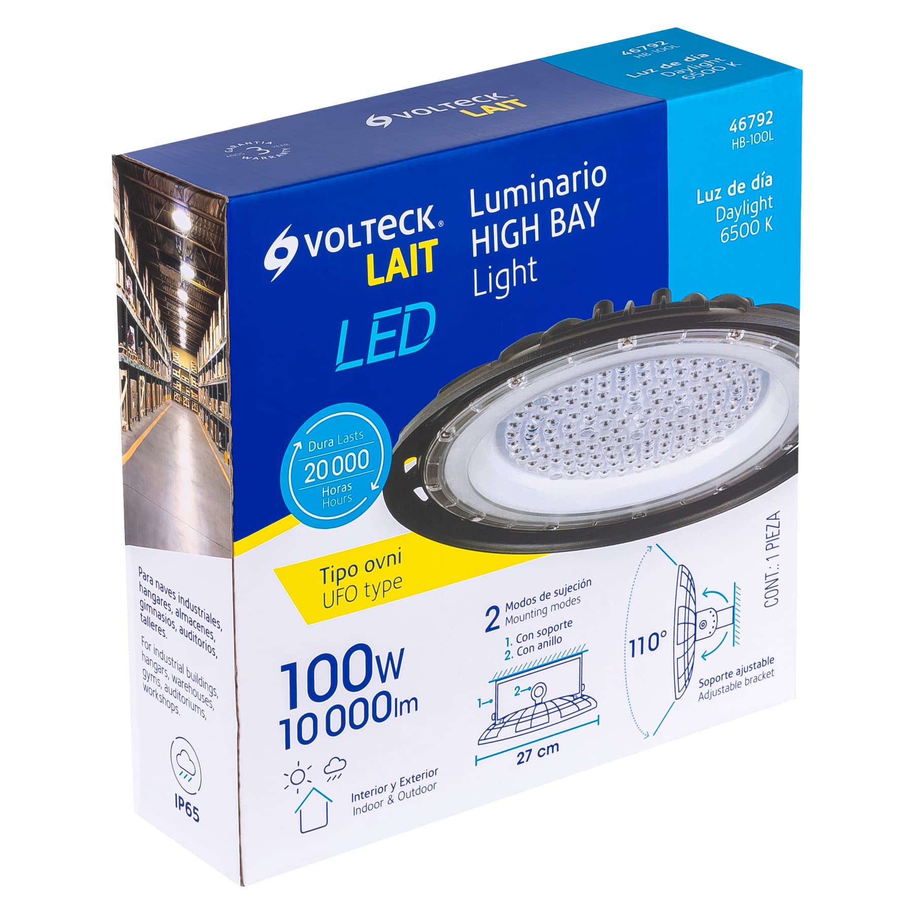 Foto 3 pulgar | Luminario de LED 100 W, Volteck, Color Negro