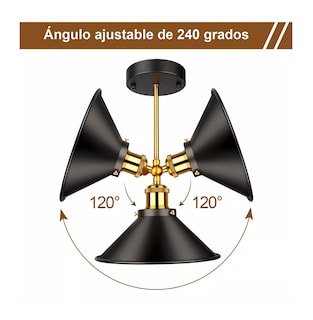 Foto 3 | Lámparas De Pared de Interior Focos Vintage Industrial E26 3 Piezas Negro