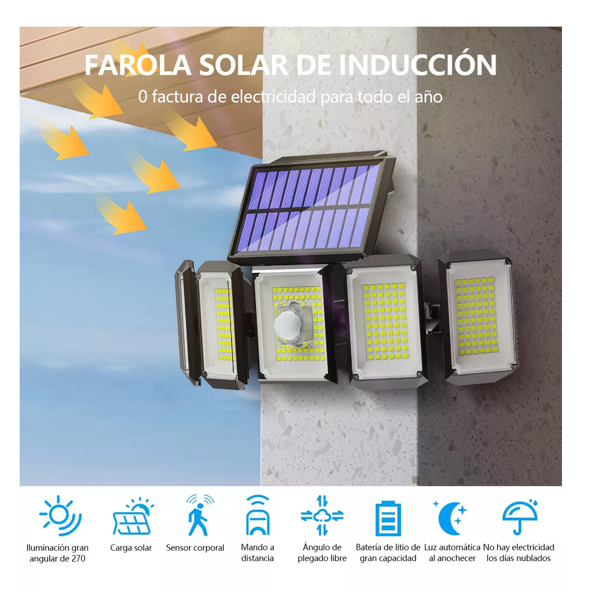 Foto 4 pulgar | Lámpara Led Solar Exterior Eo Safe Imports ESI-8720 Negro