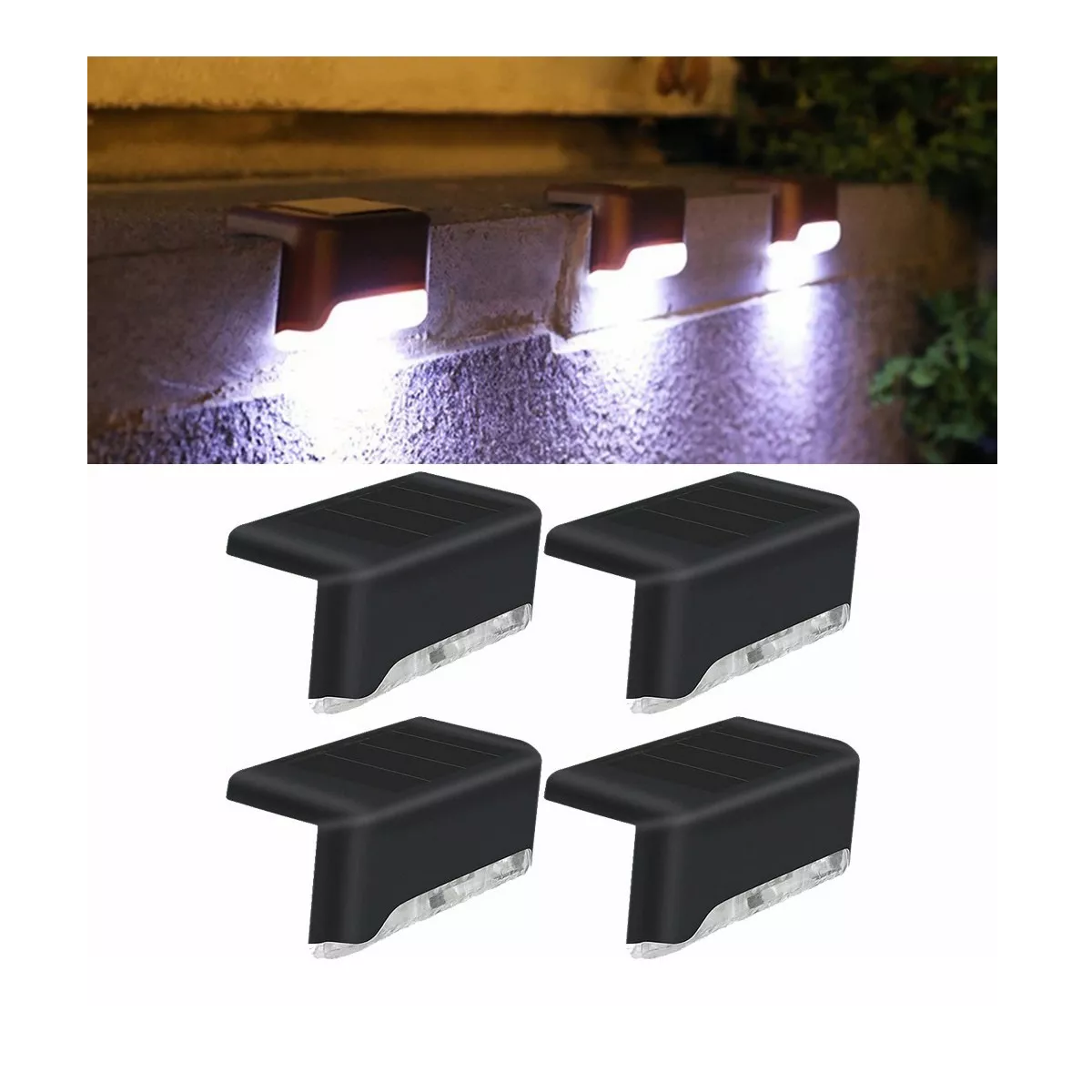 Foto 3 pulgar | Set 4 Pcs Lámpara Luz Solar Exterior Jardín Escalera Tierra Led Eo Safe Imports Esi-11050 Negro