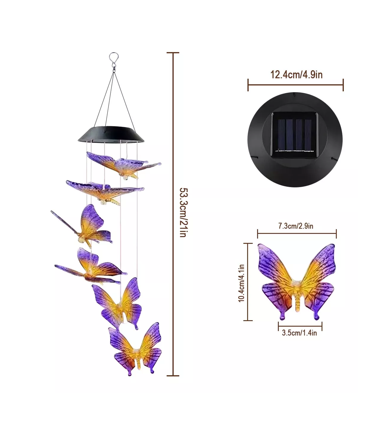 Foto 4 pulgar | Luz de Carillón Solar Belug Mariposas