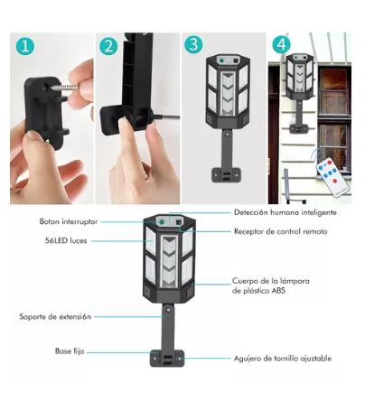 Foto 4 pulgar | Lámpara de Pared Solar Led para Exterior Wünd Negro 110v