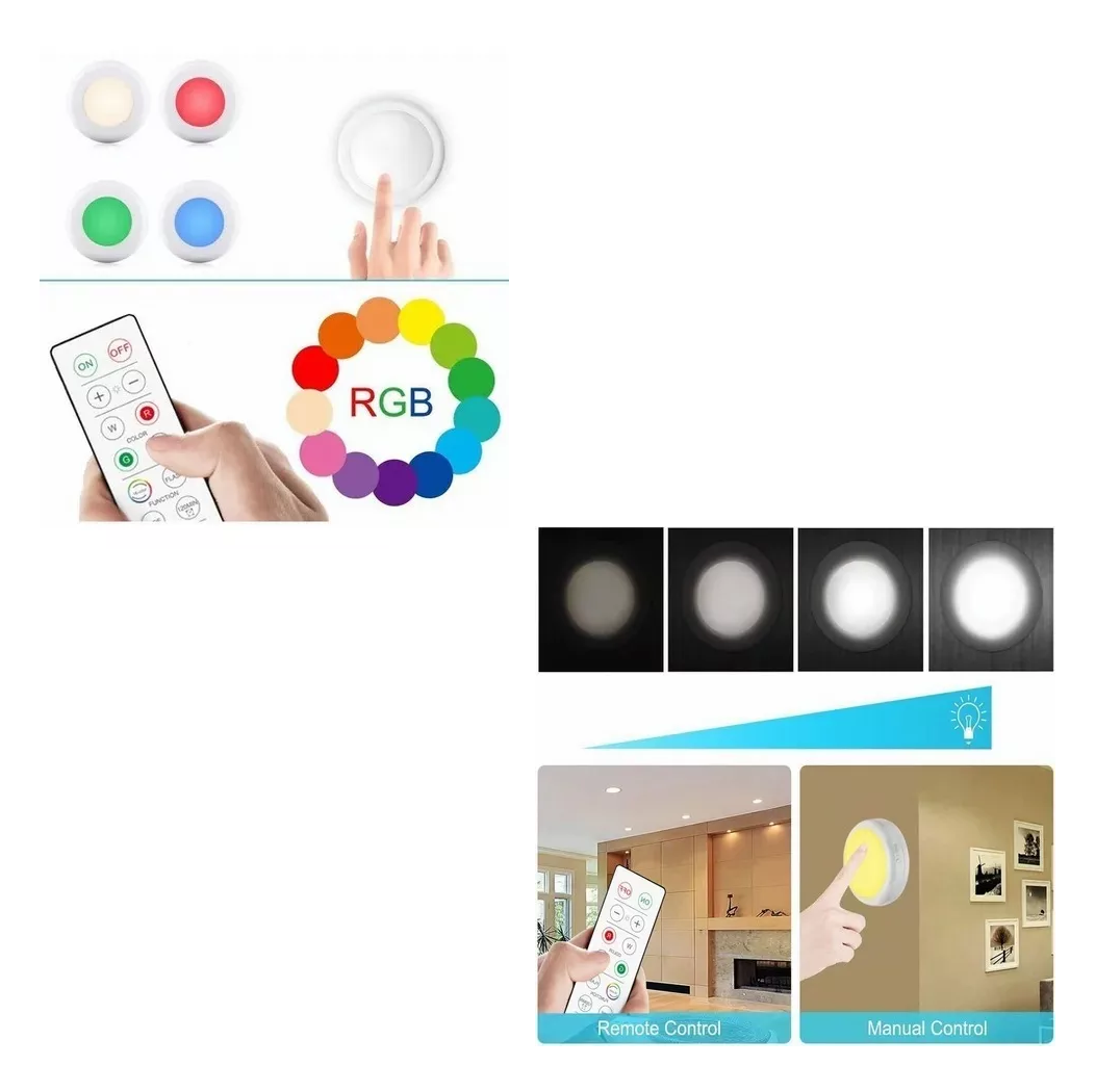 Foto 5 pulgar | Lámpara RGB Belug Luz Led Armario Pared Noche Luz Con Remoto 6 Piezas