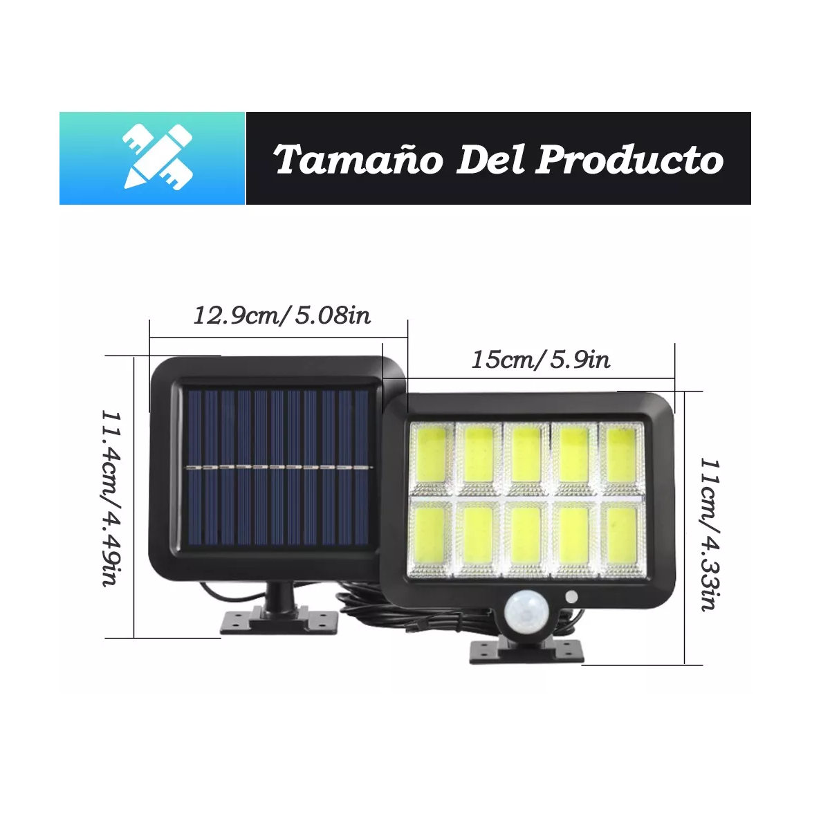 Foto 4 pulgar | Par Lámpara Solar Exterior Pared Sensor 160led 3modos+remoto 60w Mod A Eo Safe Imports Esi-13257 Negro