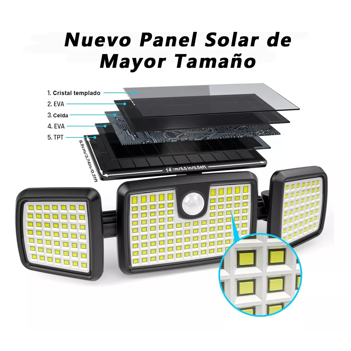 Foto 3 pulgar | Lámpara Solar Exterior Jardín De Pared Sensor Luz 260 Led Eo Safe Imports Esi-13259 Multicolor