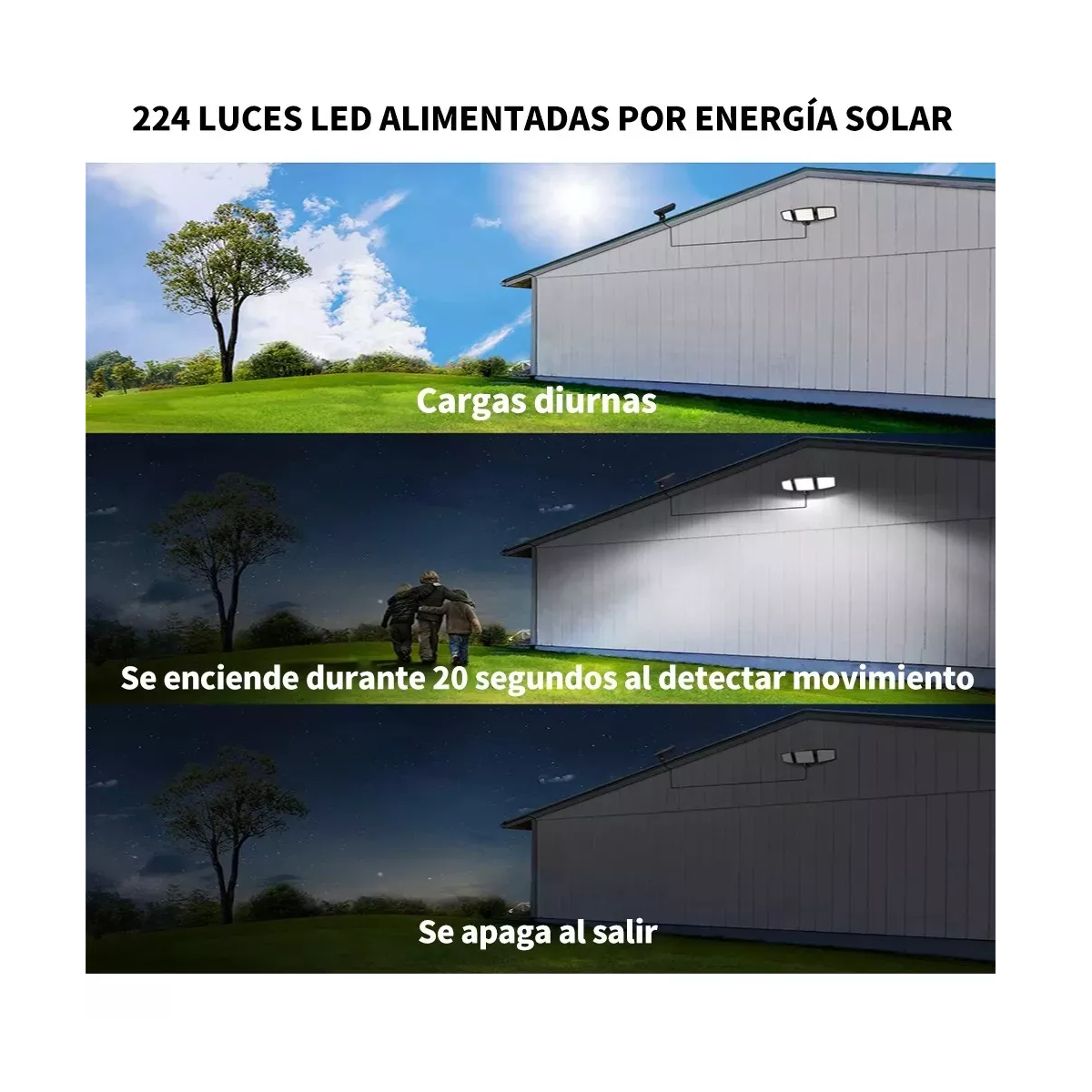 Foto 4 pulgar | Lámpara Solar Exterior Jardín De Pared Sensor Luz 260 Led Eo Safe Imports Esi-13259 Multicolor