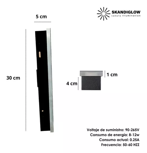 Foto 3 | Lámpara Led Negra Rectangular de Pared Iluminación Exterior y Interior