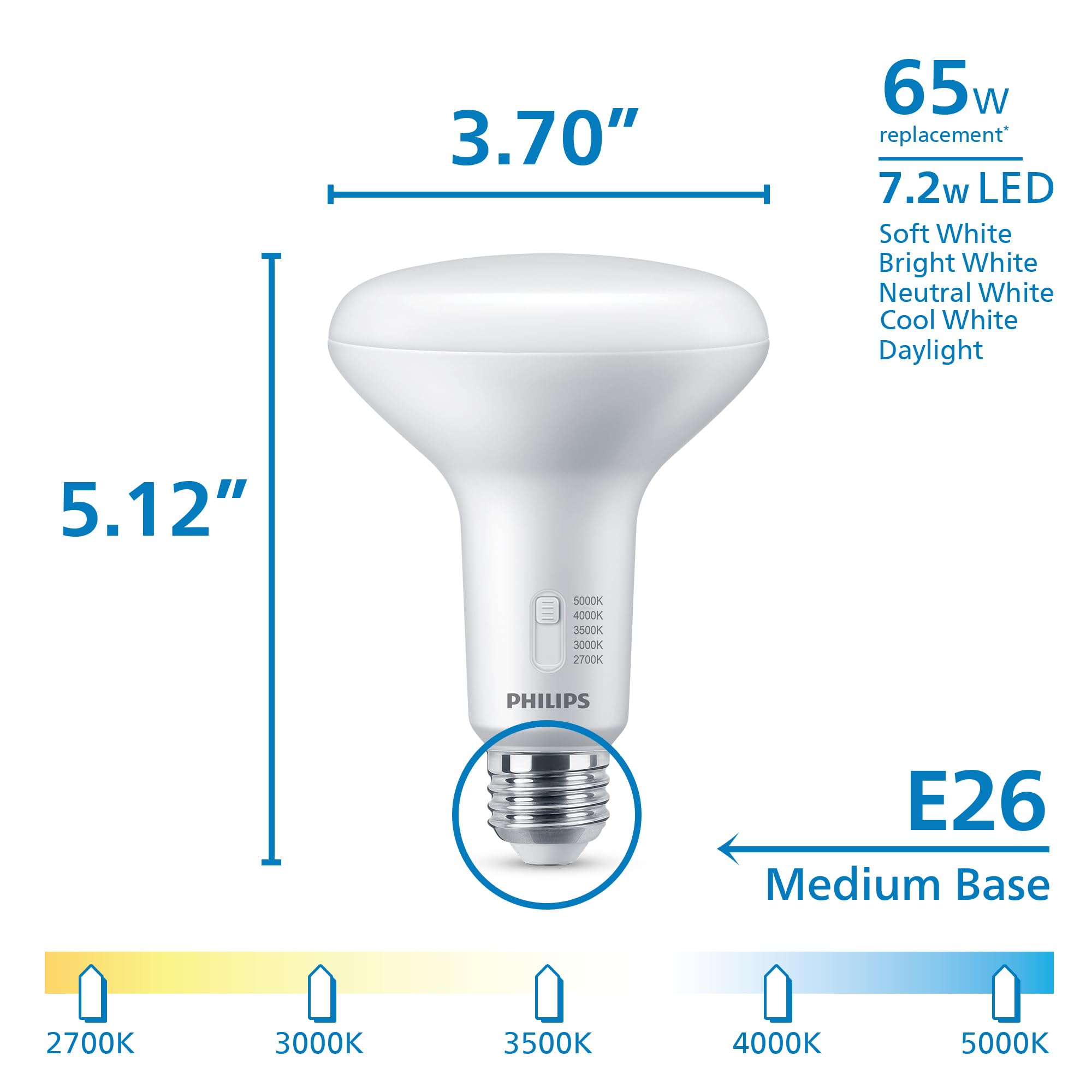 Foto 3 pulgar | Bombilla Led Philips Br30 De 65 W De Repuesto, 650 Lm, 5 Cct, Paquete De 6 - Venta Internacional.