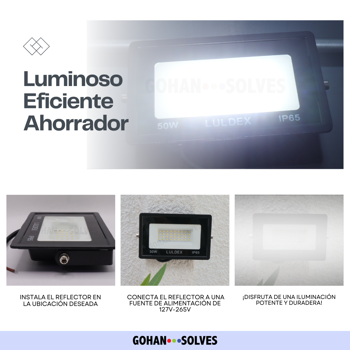 Foto 6 pulgar | Nombre:  Reflector Led Exterior 50w Ip65, Luz Blanca Fría, 4500 Lúmenes, Ahorro Energía, Ideal Garajes, Jardines