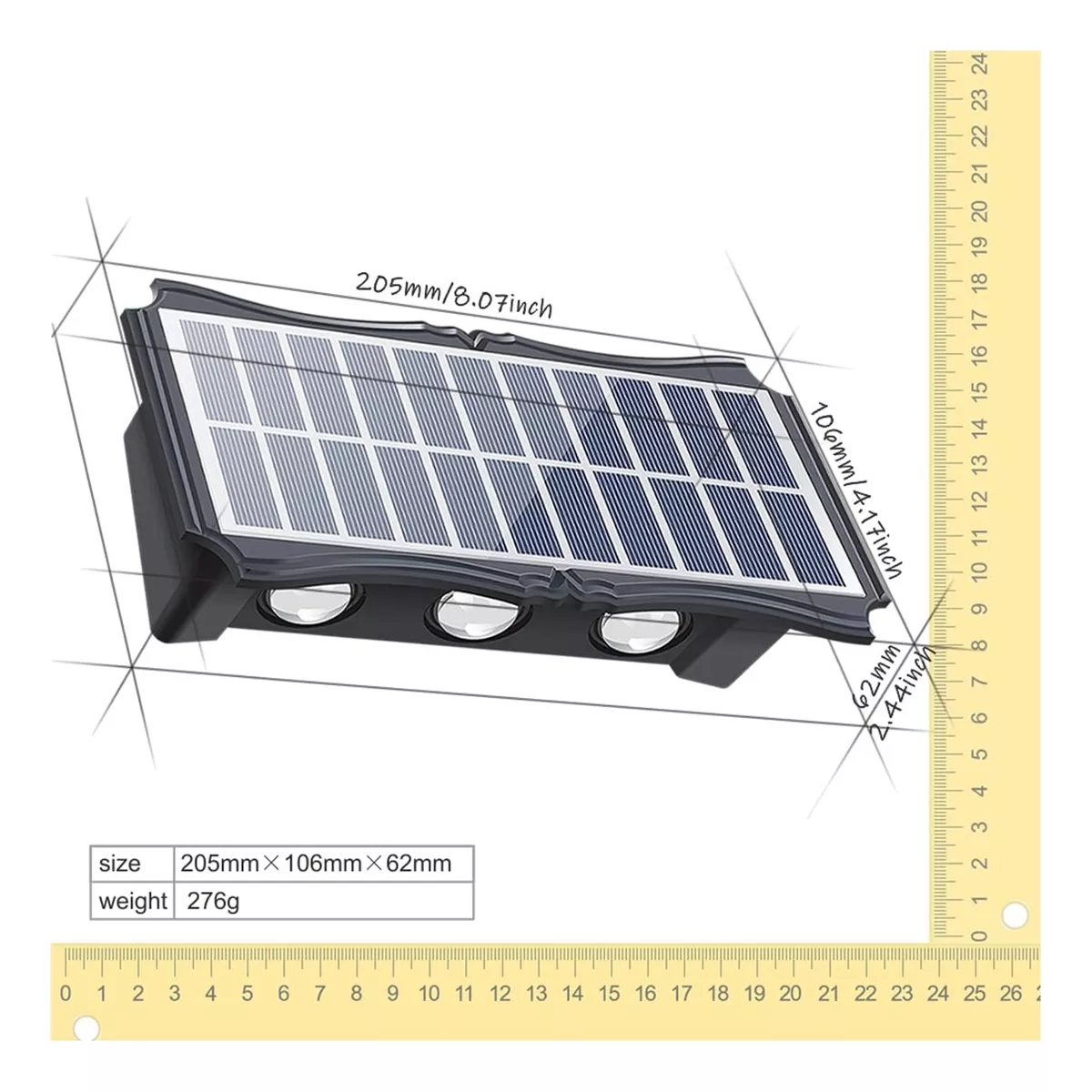 Foto 3 pulgar | Luminaria Solar Exterior Impermeable Luz Pared Eo Safe Imports Esi-16780 Negro