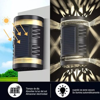 Foto 2 | 2 Piezas Led Solar Decoracion Jardín Lámpara Para Pared Eo Safe Imports Esi-16777 Multicolor